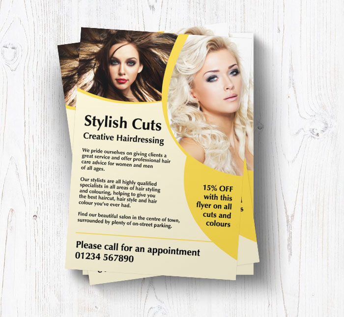 yellow hairdressing leaflets