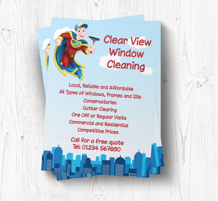 superhero window cleaner leaflets