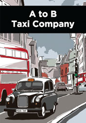 london cab watercolour flyers
