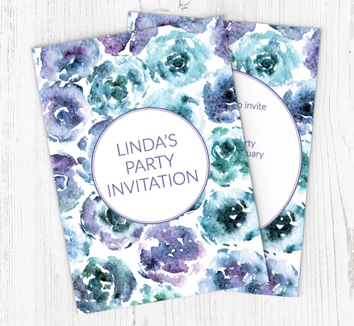 watercolour flowers party invitations