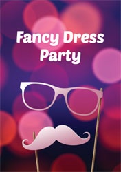 purple fancy dress party invitations