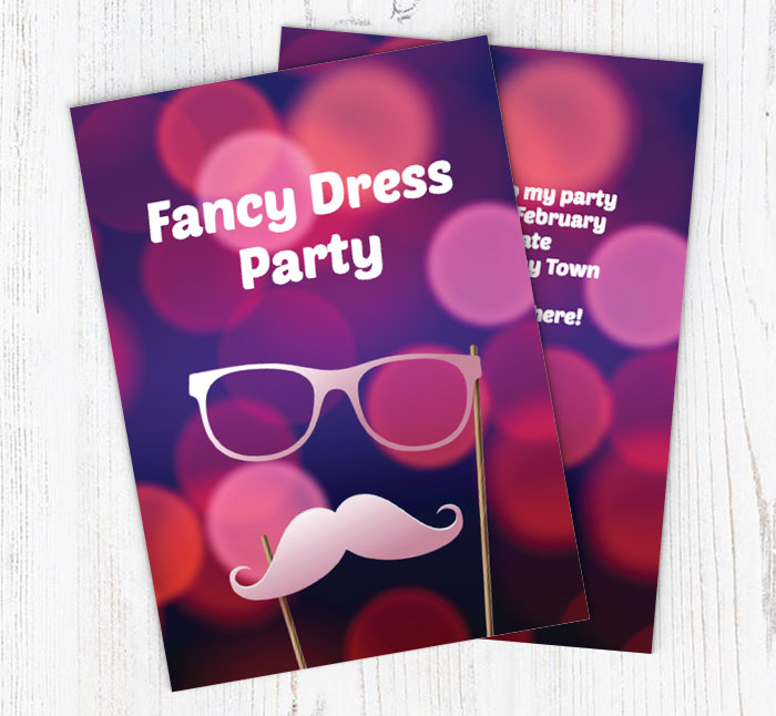 purple fancy dress party invitations