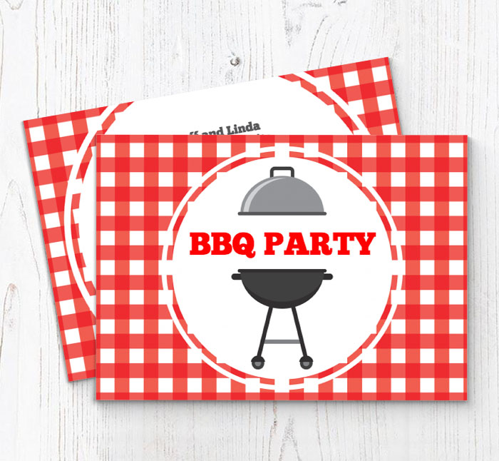 BBQ tablecloth party invitations