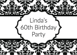 black and white damask invitations