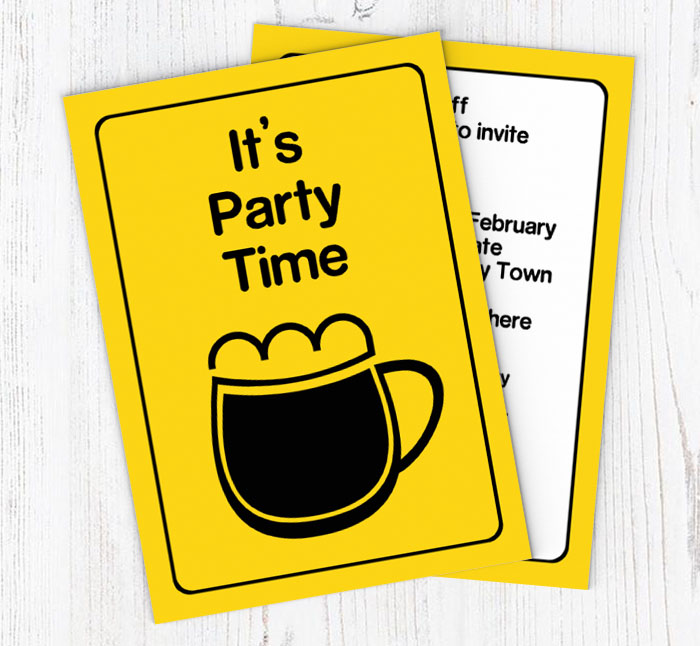 pint with handle party invitations