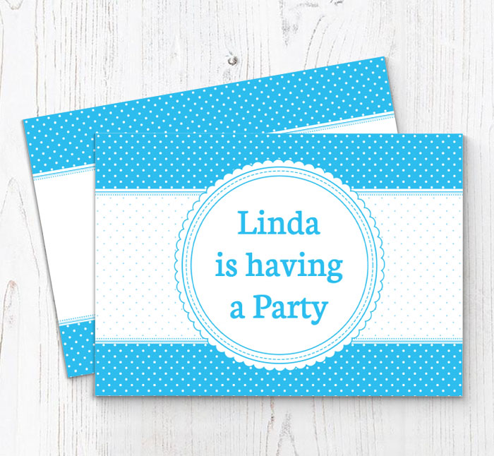 blue dots party invitations