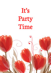 red tulips party invitations