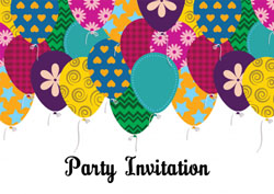 patchwork balloons invitations