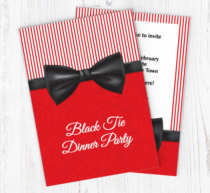 red and black tie invitations