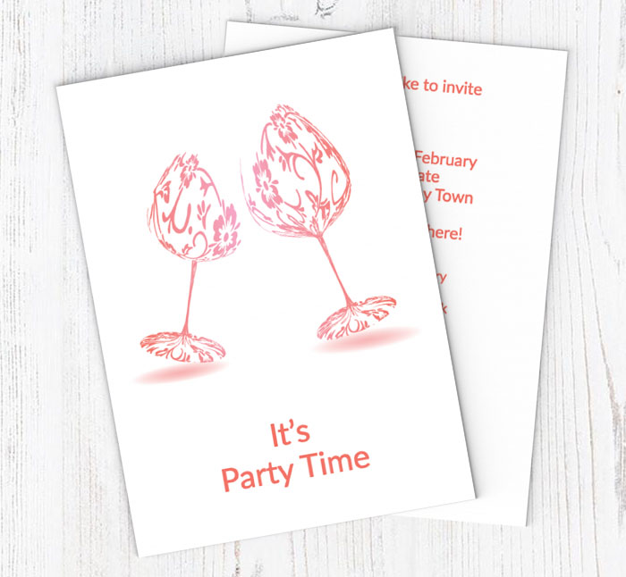 floral glasses party invitations