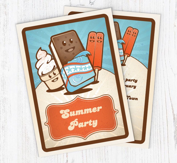 vintage ice cream party invitations