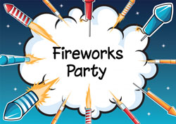 boom fireworks party invitations