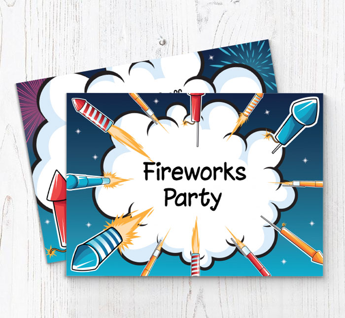 boom fireworks party invitations