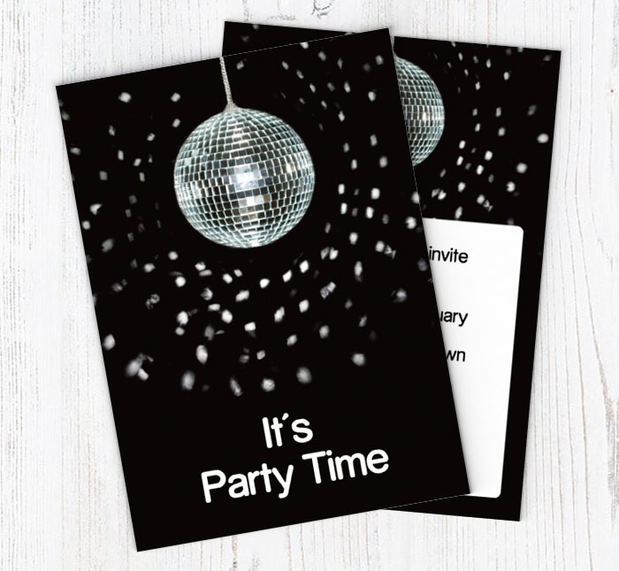 glitter ball party invitations