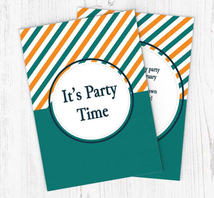 orange and green stripes invitations