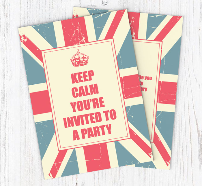 keep calm union jack invitations