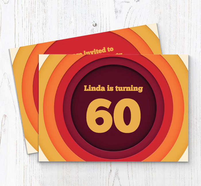 red retro circles invitations