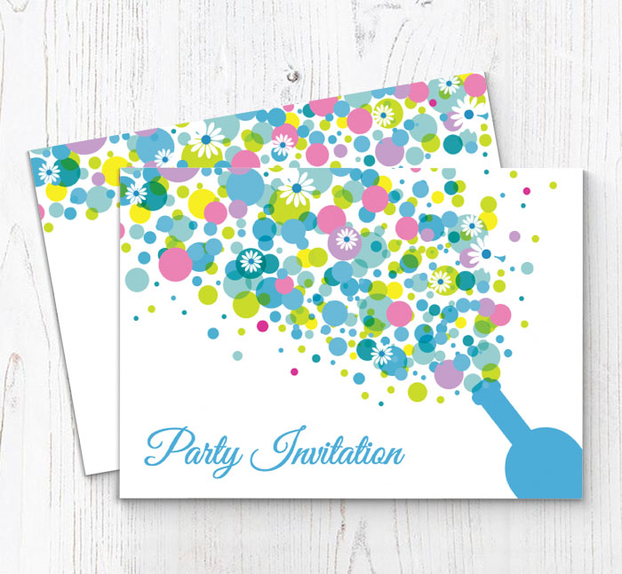 champagne and bubbles invitations