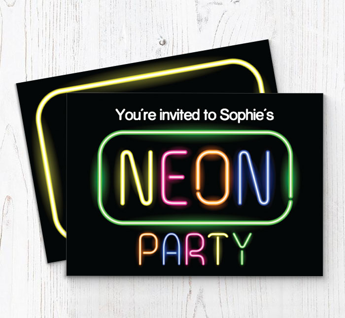 neon party invitations