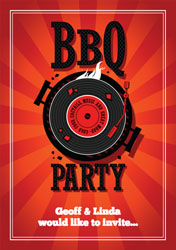 BBQ vinyl party invitations