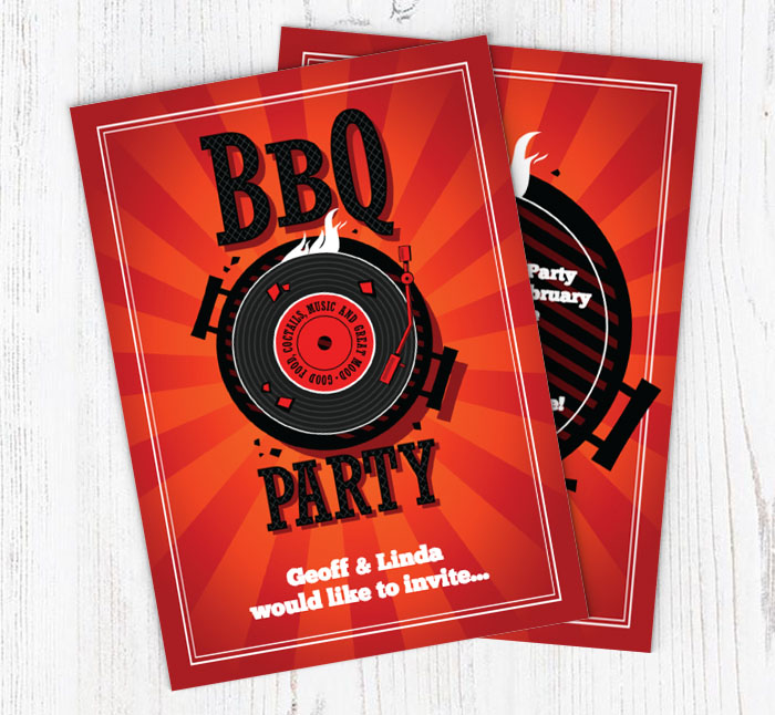 BBQ vinyl party invitations