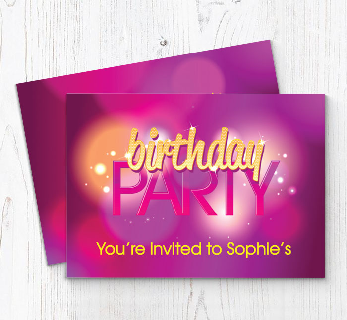 pink birthday party invitations