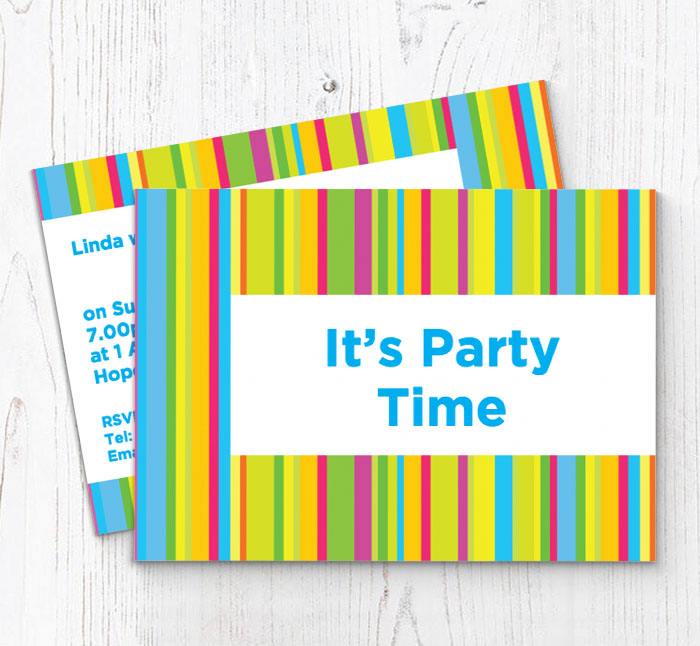 multi coloured stripes invitations