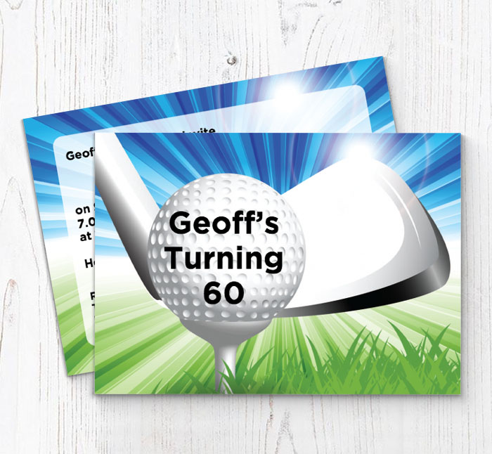 golf ball on tee invitations