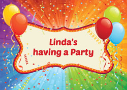balloons and confetti invitations