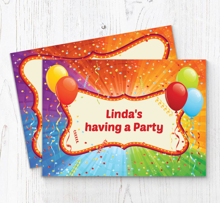 balloons and confetti invitations