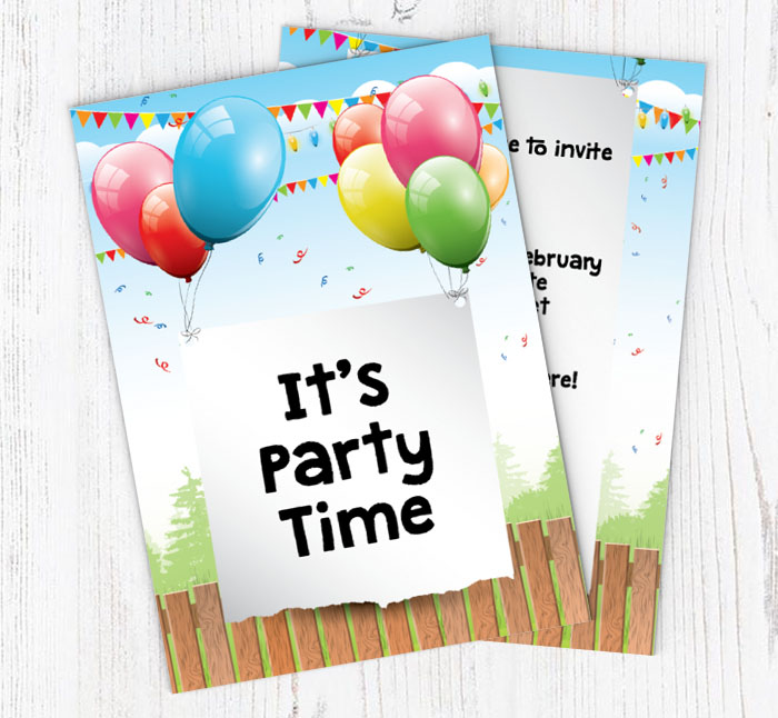 balloons and banner invitations