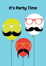 balloons with moustaches invitations