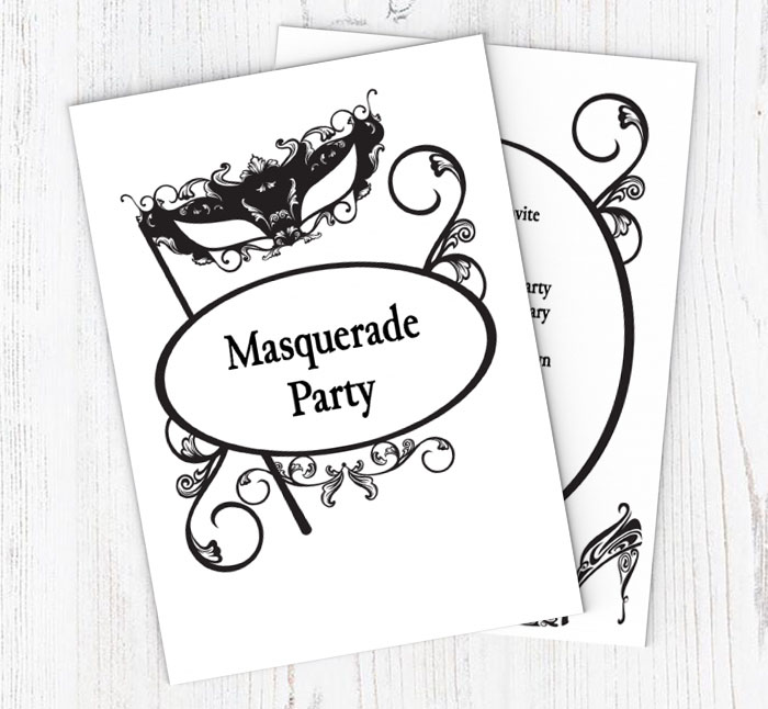 black masquerade mask invitations