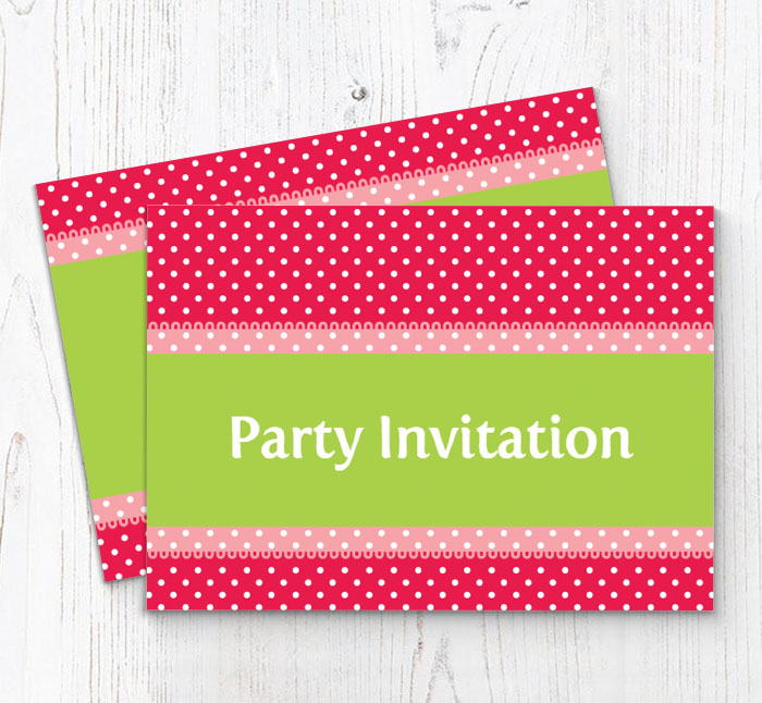 white polka dots invitations