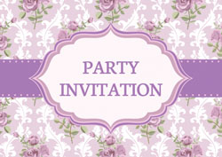 vintage purple flowers invitations