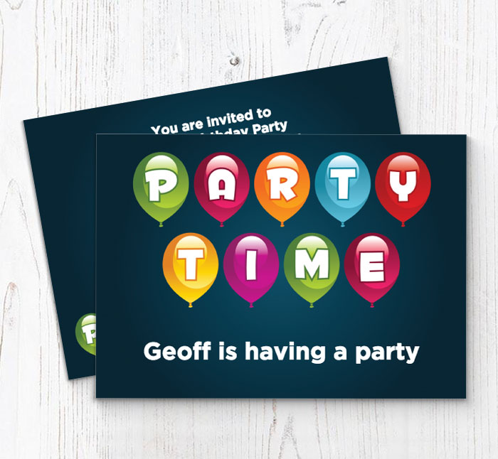 party time balloons invitations