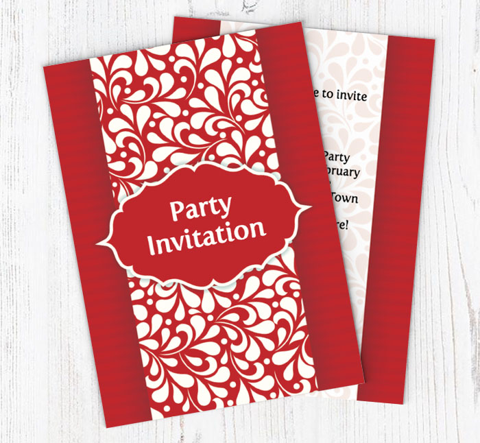 red ornate party invitations