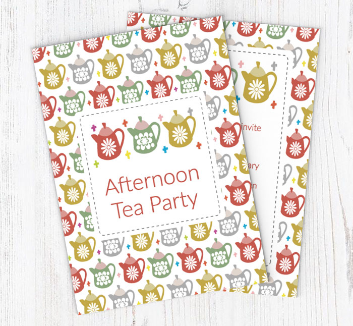 tea pots party invitations