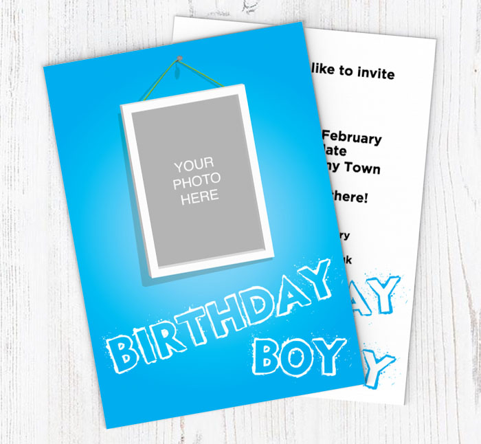 birthday boy photo upload invitations