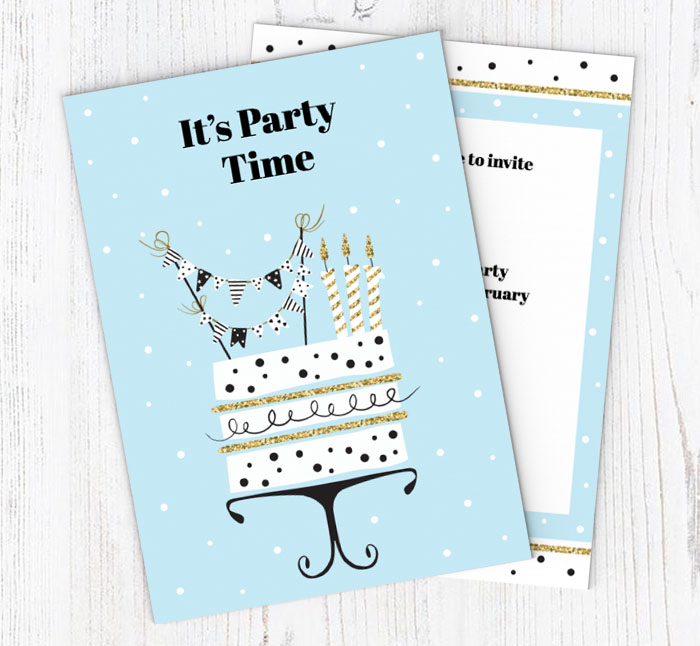 cake and candles party invitations