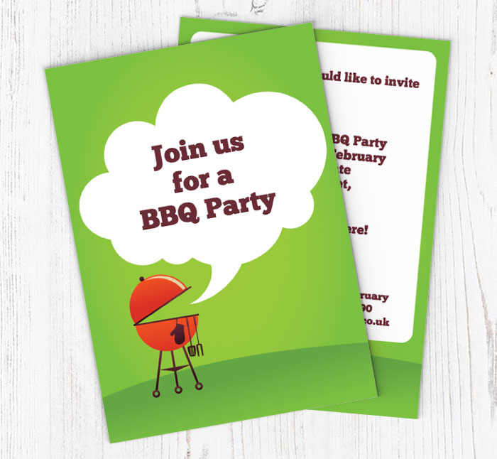 green BBQ party invitations