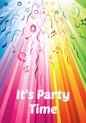 rainbow streamers party invitations