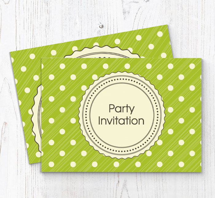 green polka dot party invitations