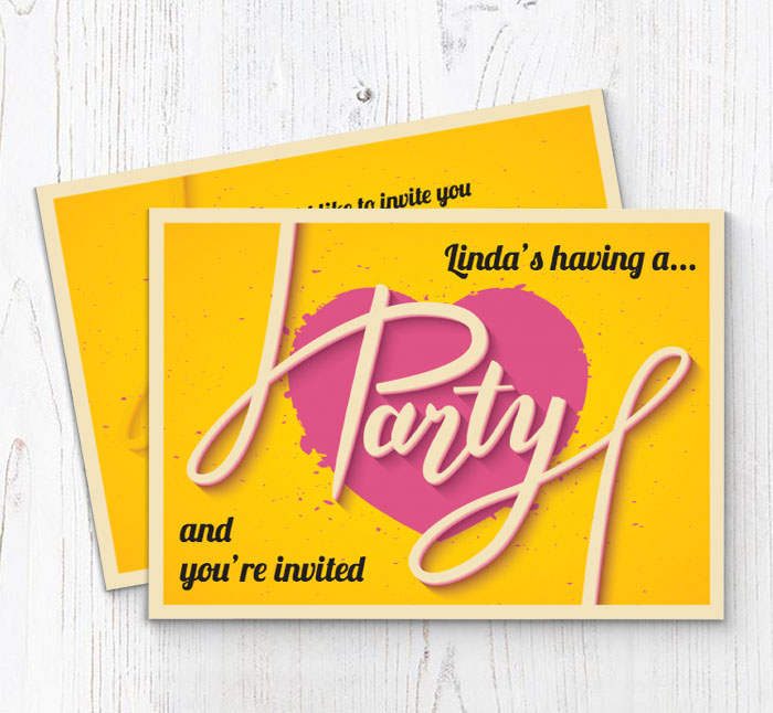pink heart party invitations