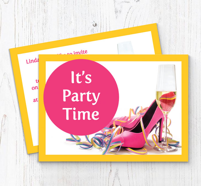 pink shoes and streamers invitations
