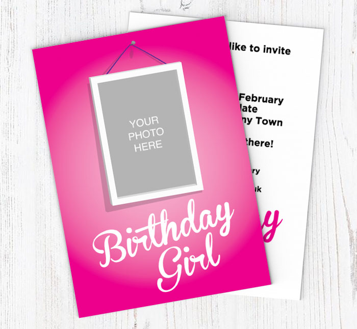 birthday girl photo upload invitations