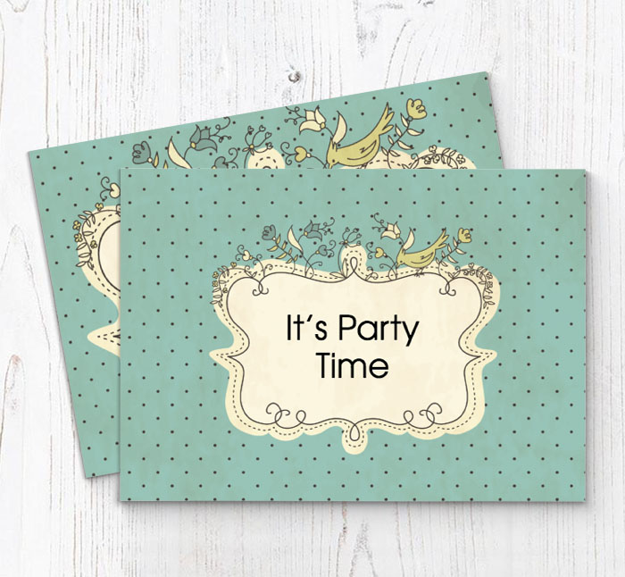 dotty floral border party invitations