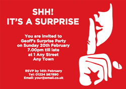 red shh party invitations