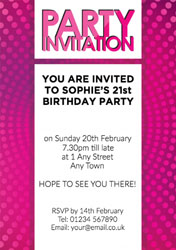 pink disco dots party invitations