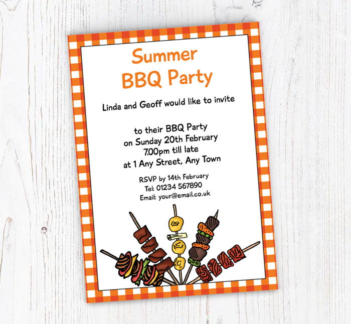 BBQ skewers party invitations